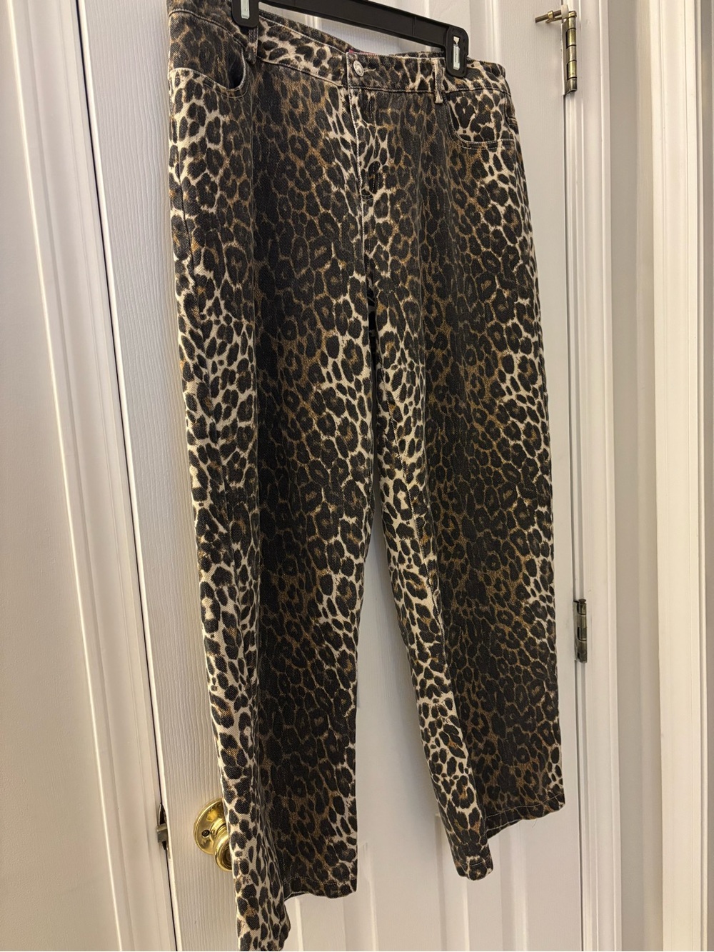Edikted Leopard Print Low Rise Baggy Jeans Size XL Cheetah Viral Y2K Wide Leg